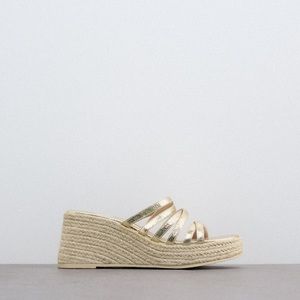 Gold wedge sandals